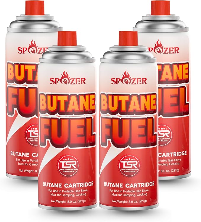 Butane Fuel Canister, 8oz Butane Refill by SPOZER
