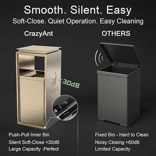 Commercial Trash Can - 42L Heavy Duty Stainless Steel Garbage Bin - Image 5