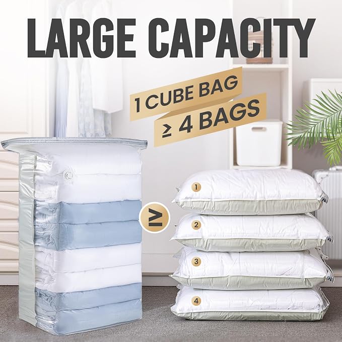 TAILI 8 Pack Vacuum Storage Bags Space Saver, Jumbo Cube 31x40x15 Inch - Image 3