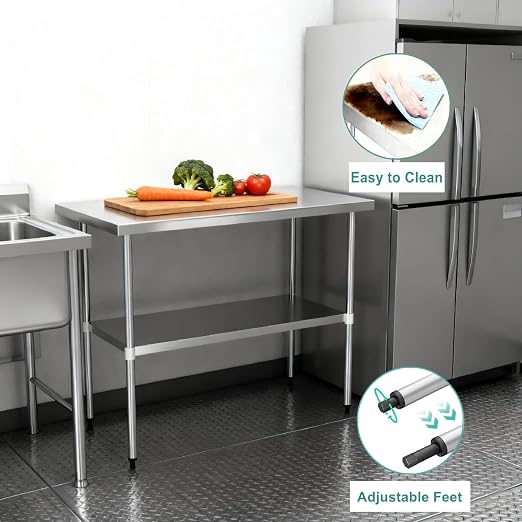 Stainless Steel Table for Prep & Work 24 x 48 Inches, NSF Heavy Duty Commercial - Image 6