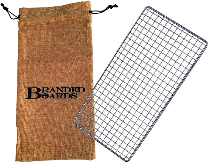 Portable Bushcraft Stainless BBQ Cooking Grill Grate, Bamboo Cutting Board by BrandedBoards