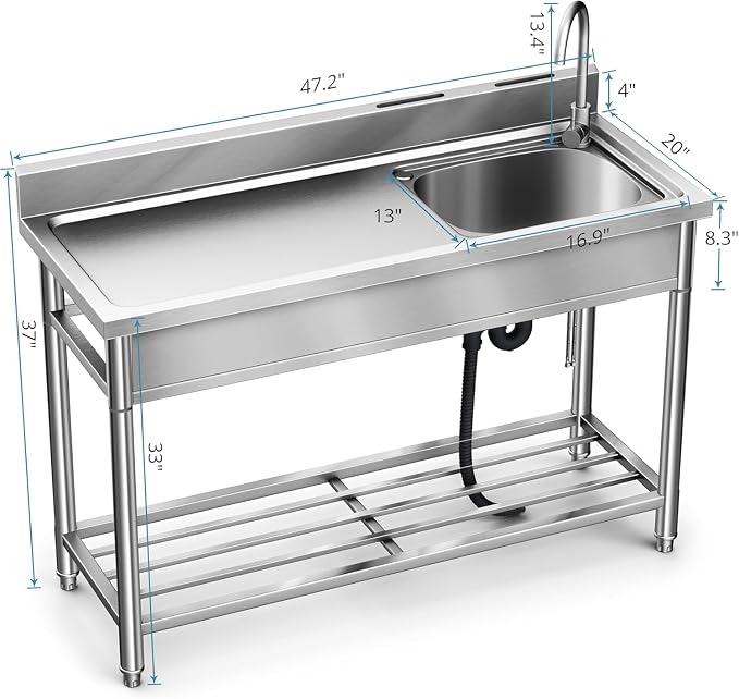 Stainless Steel Sink, Free Standing Kitchen Sink - Image 2