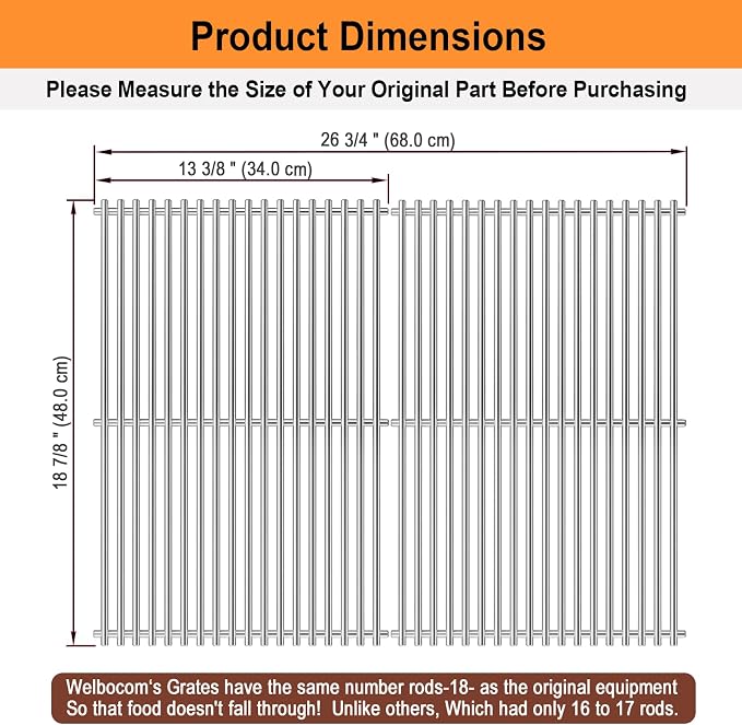 18.85" Grill Grates for Weber Genesis II 300 & GS4 Genesis II LX 300 Series - Image 2