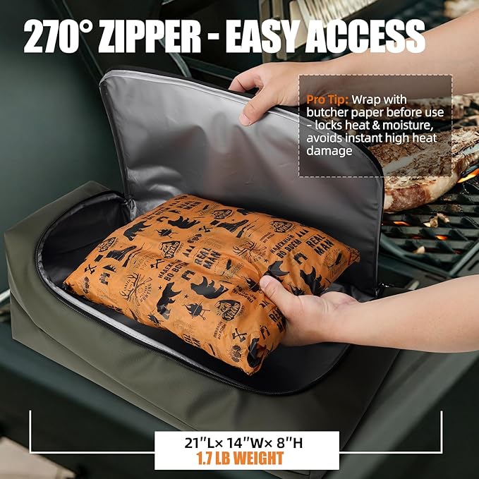 BBQ Blanket for Resting Meat, Leak-Proof Insulated Meat Resting Bag, 270° Top - Image 3