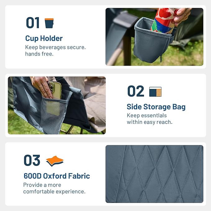 Folding Hammock Chair for Camping in Blue, Alloy Steel, Medium