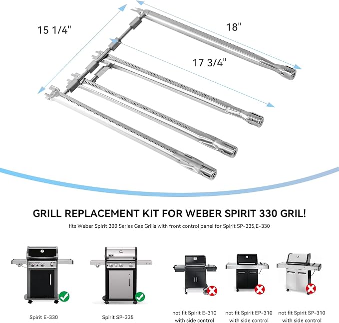69787 Grill Burner for Weber Spirit 300 Series Spirit 330, Spirit 335 Grills - Image 2