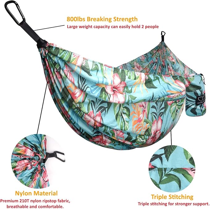 Hammock, Extra Large Double for Two, 500 lb Capacity, Hawaii Blue