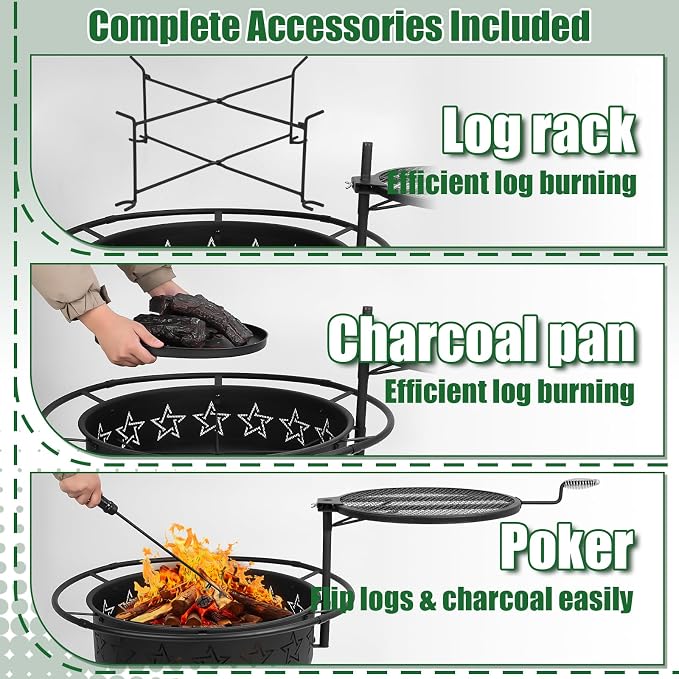 31" 2-in-1 Wood Burning Fire Pit - Image 4