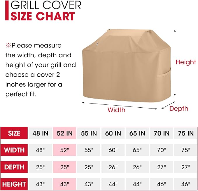 Unicook 52 Inch Grill Cover for Outdoor Grill, Heavy Duty Waterproof BBQ Cover - Image 6