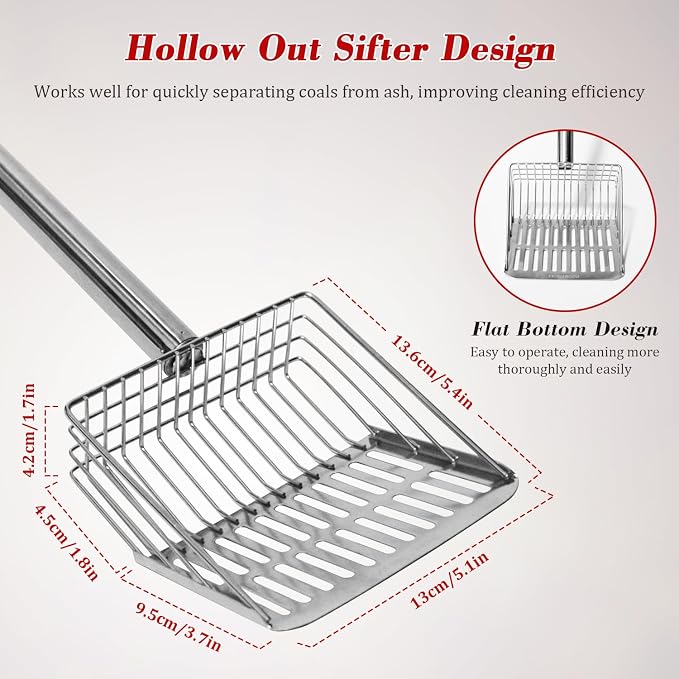 Ash Sifter Shovel for Fireplace Fire Pit Wood Stove, 43Inch Long Handle Metal - Image 3