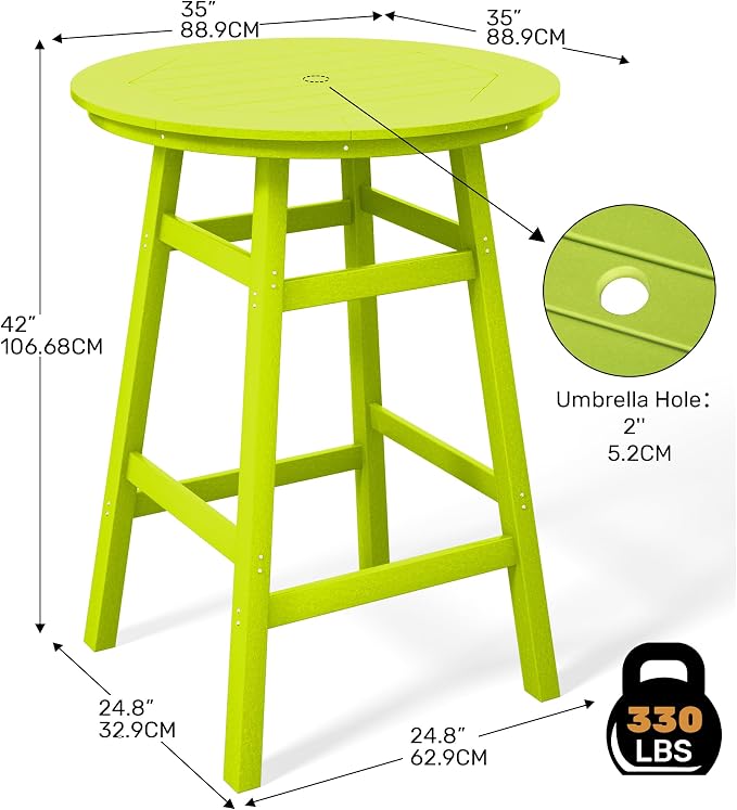 Costaelm Patio Bistro Table, Outdoor Bistro Dining Pub Table - Image 3