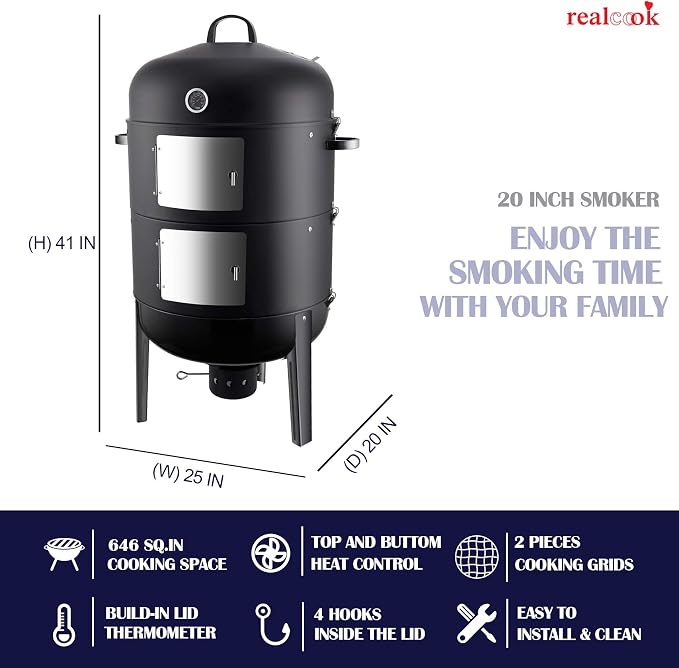 Realcook Charcoal BBQ Smoker Grill - Image 3