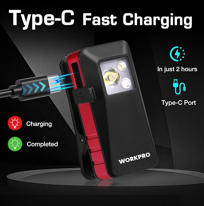 WORKPRO EDC Flashlight Clip-on Light, 500 Lumens Rechargeable Flashlight - Image 7