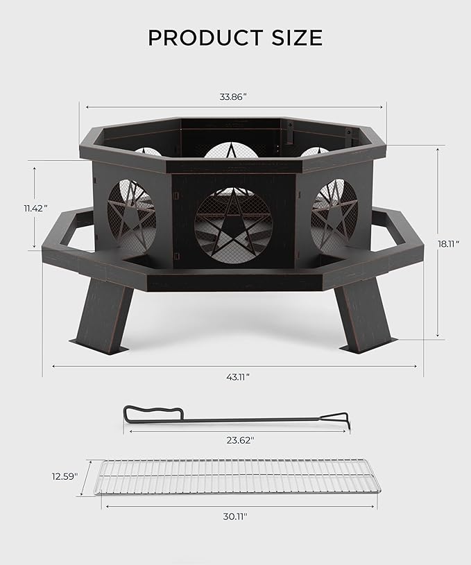 43 inch Fire Pit, Outdoor Fire Pits - Image 7