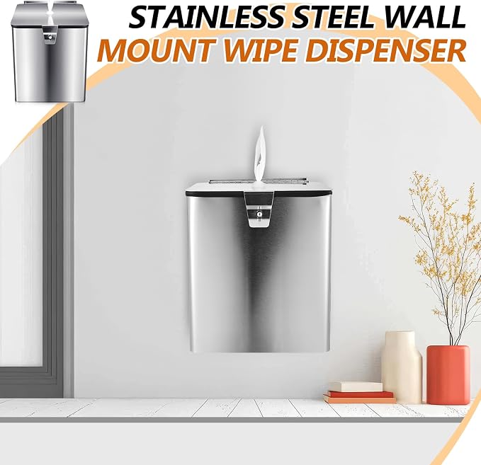 Zonon Stainless Steel Wall Mount Disinfectant Wipe Dispenser Fits Sanitizing - Image 5