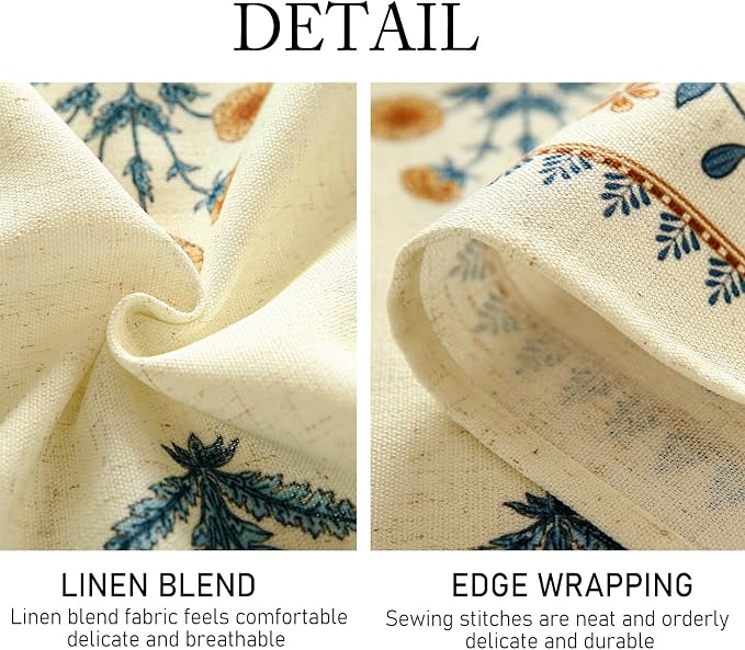 ISAENNE Designer French Pale Yellow Square Tablecloth, Linen Floral Table Cloth - Image 6