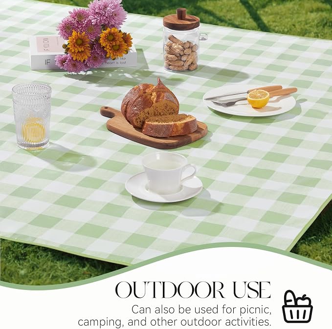 MOSAYT Rectangle Vinyl Tablecloth, 100% Waterproof Buffalo Gingham Plastic - Image 7