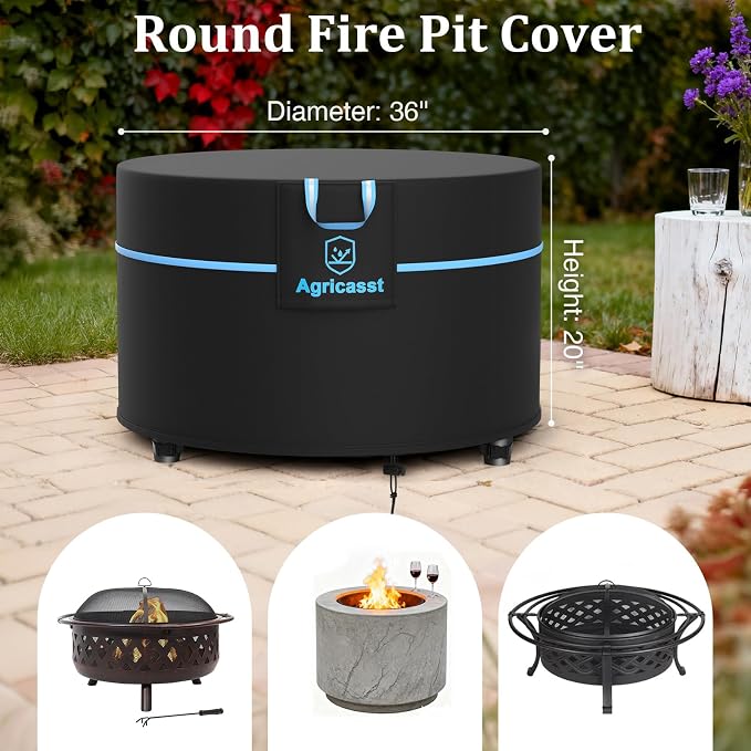Fire Pit Cover Round, 36 Inch Outdoor Firepit Cover - Image 2