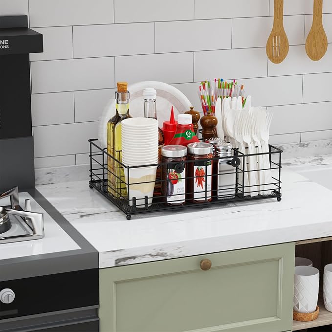 Grill Caddy with Paper Towel Holder, Picnic BBQ Condiment Utensil Organizer - Image 8