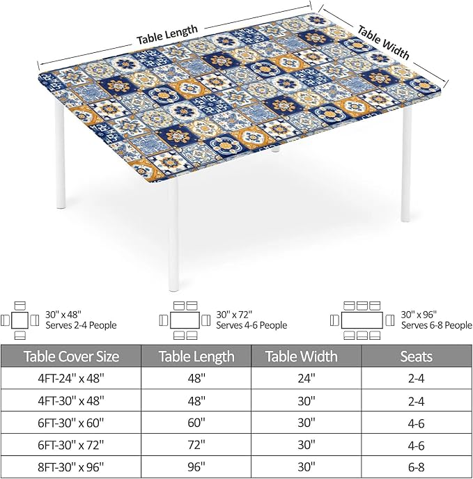 Rectangle Table Cloth Cover Waterproof Elastic Fitted Polyester Fitted - Image 2
