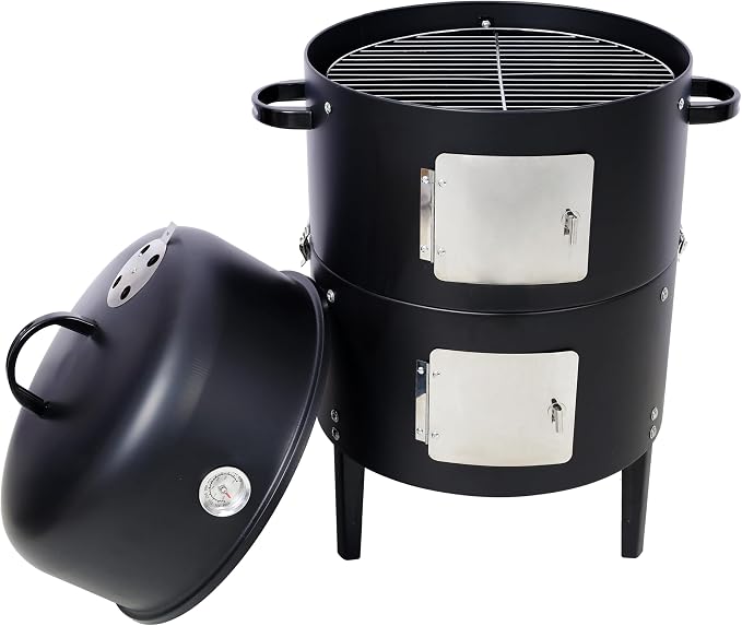17 Inch Charcoal Smoker Grill, Heavy Duty Vertical BBQ Smoker - Image 2