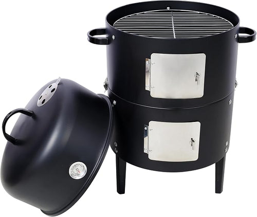 17 Inch Charcoal Smoker Grill, Heavy Duty Vertical BBQ Smoker - Image 2