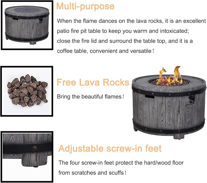 Afterglow Outdoor 36" Round TerraFdab Propane Fire Pit Table - Image 7