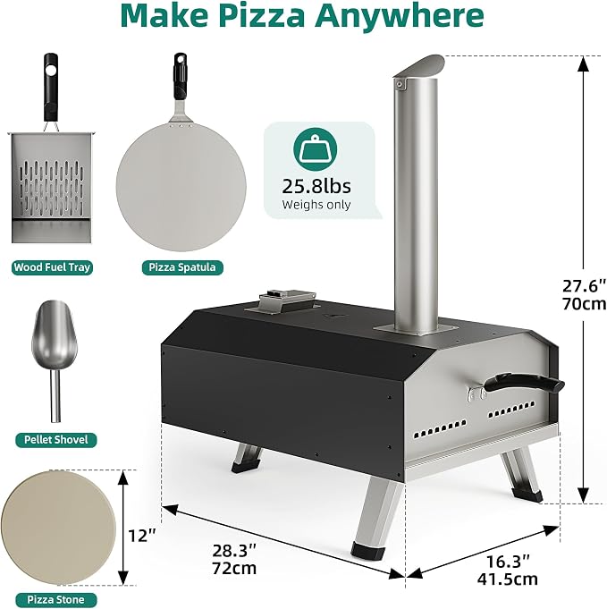 YITAHOME 12" Pizza Oven Outdoor, Wood Pellet Pizza Ovens - Image 4