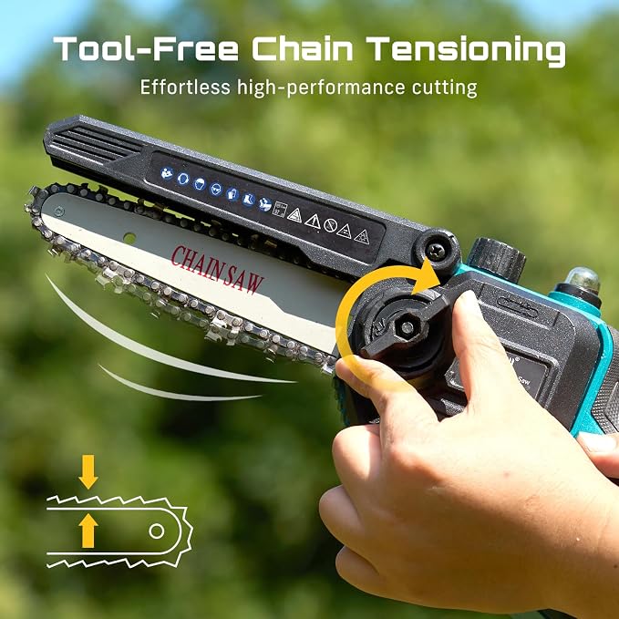 SEESII Cordless Pole Chainsaw, Hedge Trimmer, Pruning Shears, 4000mAh Battery - Image 8