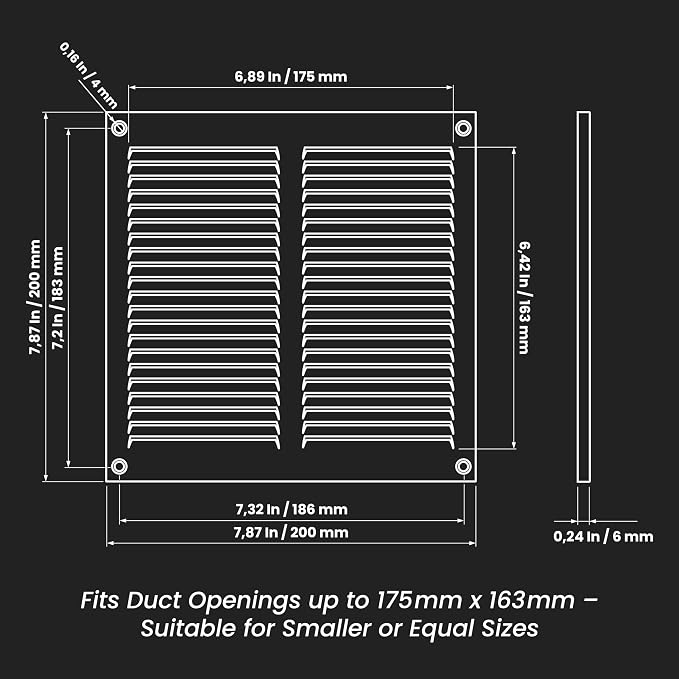 Repa Market 8x8 Inch Air Vent Cover/Black Galvanized Steel Louvered Grill Cover - Image 2