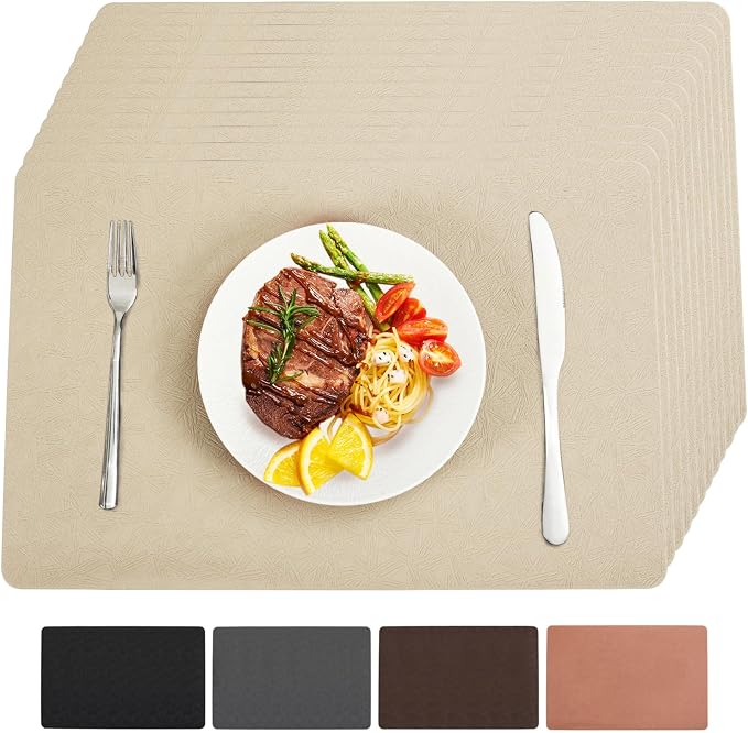 Vinyl Placemats Set of 12 Heat Resistant Easy Clean Non-Slip Place Mats by BxzanDya-LifeSmartMaker