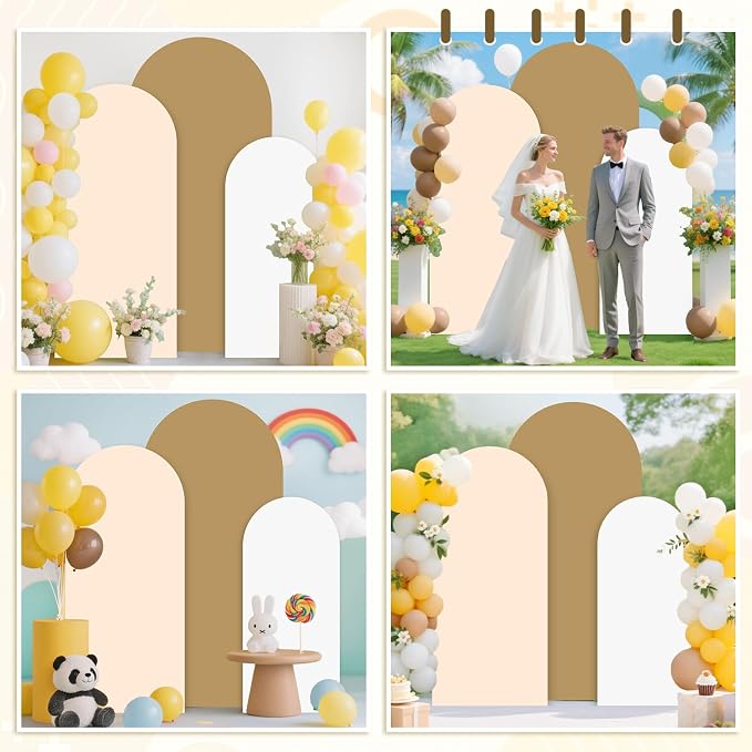 MODFUNS 6&6.6&7.2ft Arch Cover Set of 3 Spandex Arch Cover Khaki Beige White - Image 6