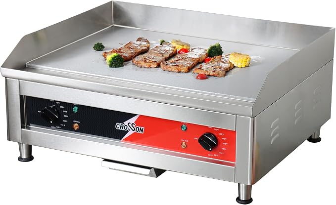 CROSSON 24"*16" Commercial Electric Countertop Griddle, Flat Top Heavy Duty by CROSSON-CateringEquipment