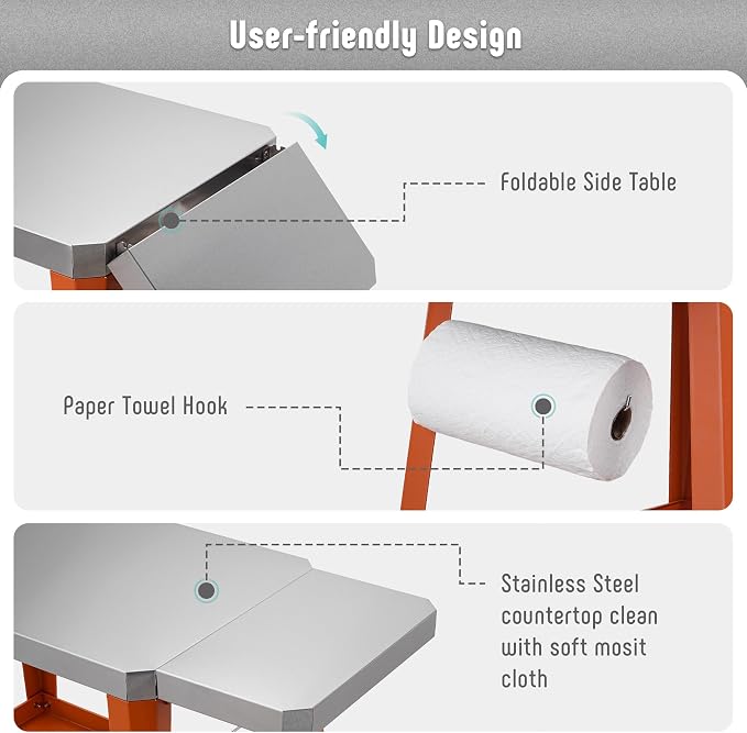 Movable Outdoor Grill Table Cart, Pizza Oven Stand - Image 4