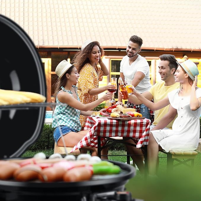 Electric Grill, Techwood Indoor/Outdoor Electric BBQ Grill, 1600W Portable - Image 6