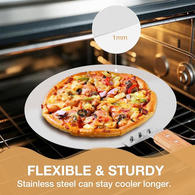 12 Inch Stainless Pizza Peel, Pizza Spatula - Image 3