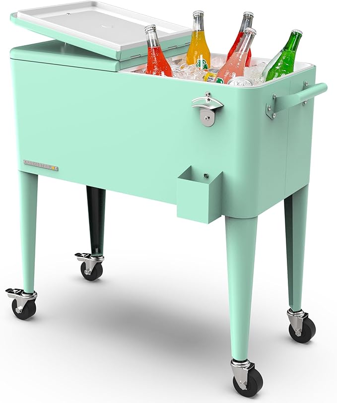 Permasteel 80 Quart Party Cooler, Rolling Ice Chest by Permasteel
