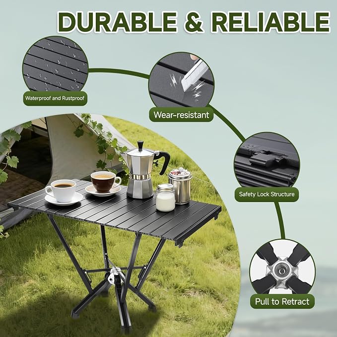 Folding Camping Table — Stable Roll-Up Aluminum Design, Solid Support Structure - Image 4