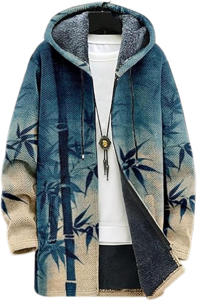 Men's Hooded Sweater Coat Knit Fleece Lined Long Cardigan Jacket by Unknown
