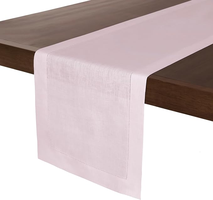 D'Moksha Homes Linen Pastel Pink Table Runner 72 Inches Long by DMokshaHomes