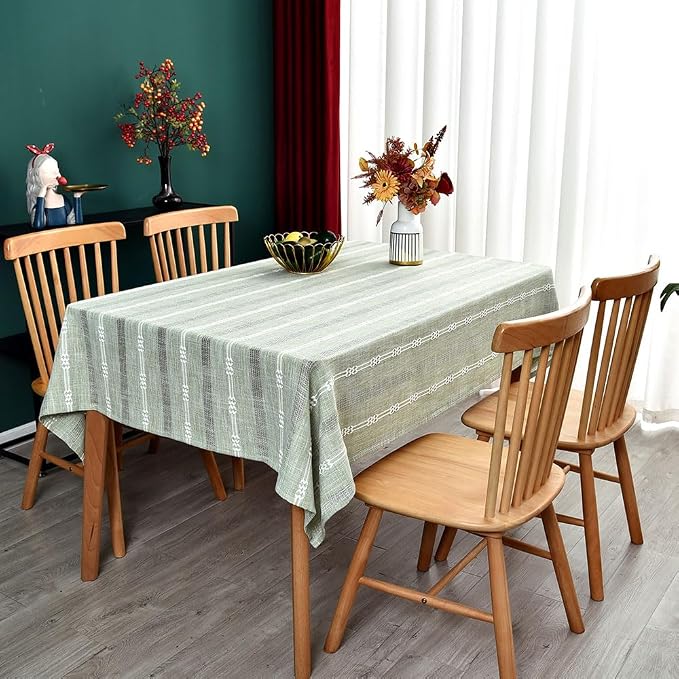 Heavy Duty Cotton Table Cloth for Rectangle Table Sage Green Tablecloth - Image 6