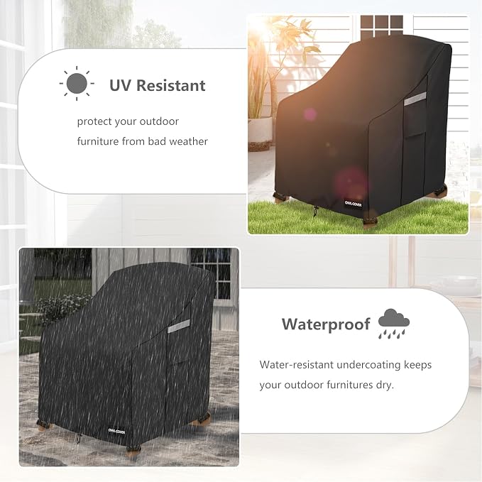 Outdoor Chair Covers 28"W x 31"D x 36"H, 600D Heavy Duty Waterproof Patio Chair - Image 6