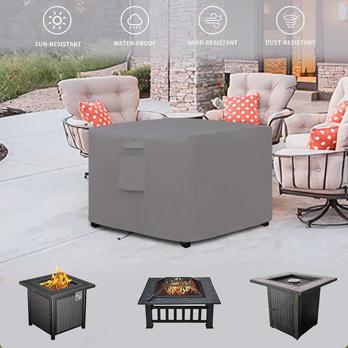 Easy-Going Outdoor Fire Pit Cover Square 32" Lx32 Wx24 H, Durable Outdoor Gas - Image 7