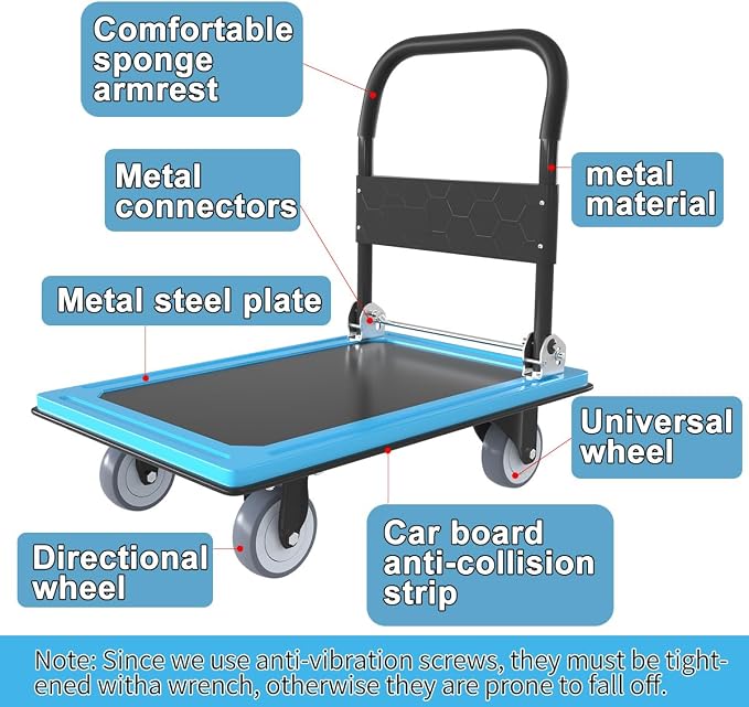 WUD Push Cart, Folding Mobile Platform Trolley, Thickened and Reinforced - Image 6