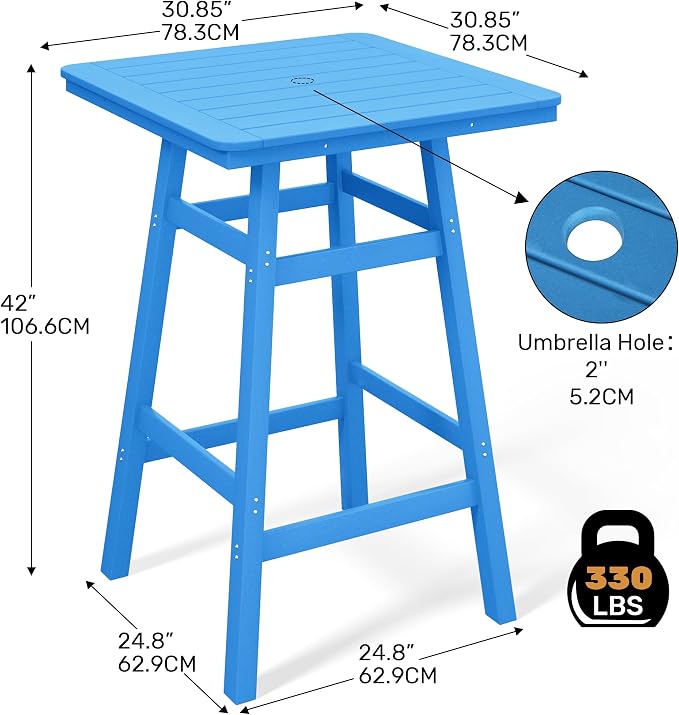 Costaelm Outdoor Bar Table, Patio Bistro Dining Pub Table - Image 3