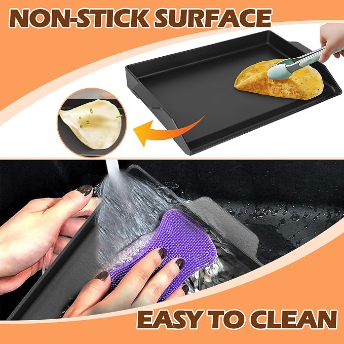 Universal Cast Iron Griddle for Charcoal & Gas Grills and Stove Top, Thickened - Image 3
