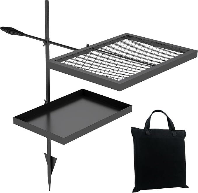 ABSCONDO Height-Adjustable Campfire Grill grate, Swivel Fire Pit Grilling Grate by ABSCONDO
