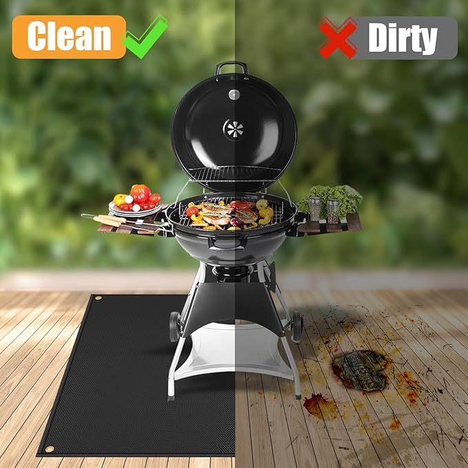 Grill Floor Mat, 60 x 48 in Fiberglass with Silicone Coating