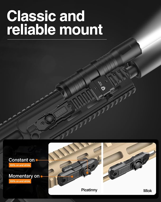 TOUGHSOUL Mlok Picatinny Tactical Flashlight 1250 Lumens, Rechargeable - Image 3