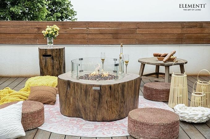 Elementi | Bundle Manchester Gas Fire Pit Cast Concrete Semi-Round Fire Table - Image 3